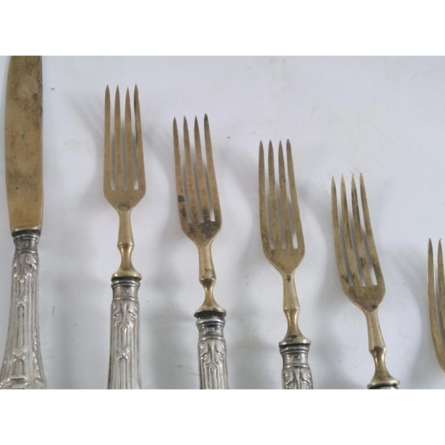 Antique French Silvered Brass Cutlery, 1700s, Set of 10 For Sale - Image 4 of 7