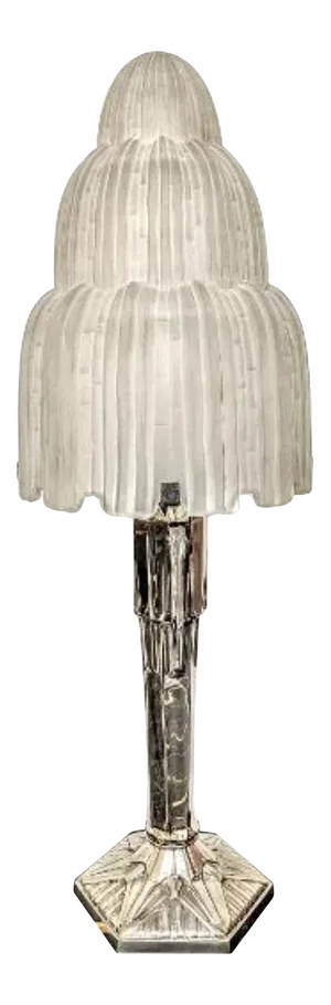 French Art Deco Waterfall Table Lamp Signed by Sabino