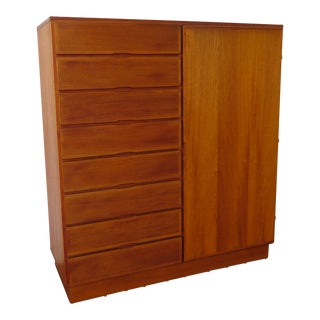 Mid Century Danish Modern Tall Large Chest of Drawers For Sale