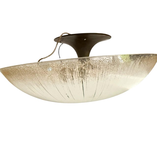 Metal 1950s Lightolier Mid-Century Modern Double Glass Flying Saucer Flush Mount Ceiling Light For Sale - Image 7 of 9