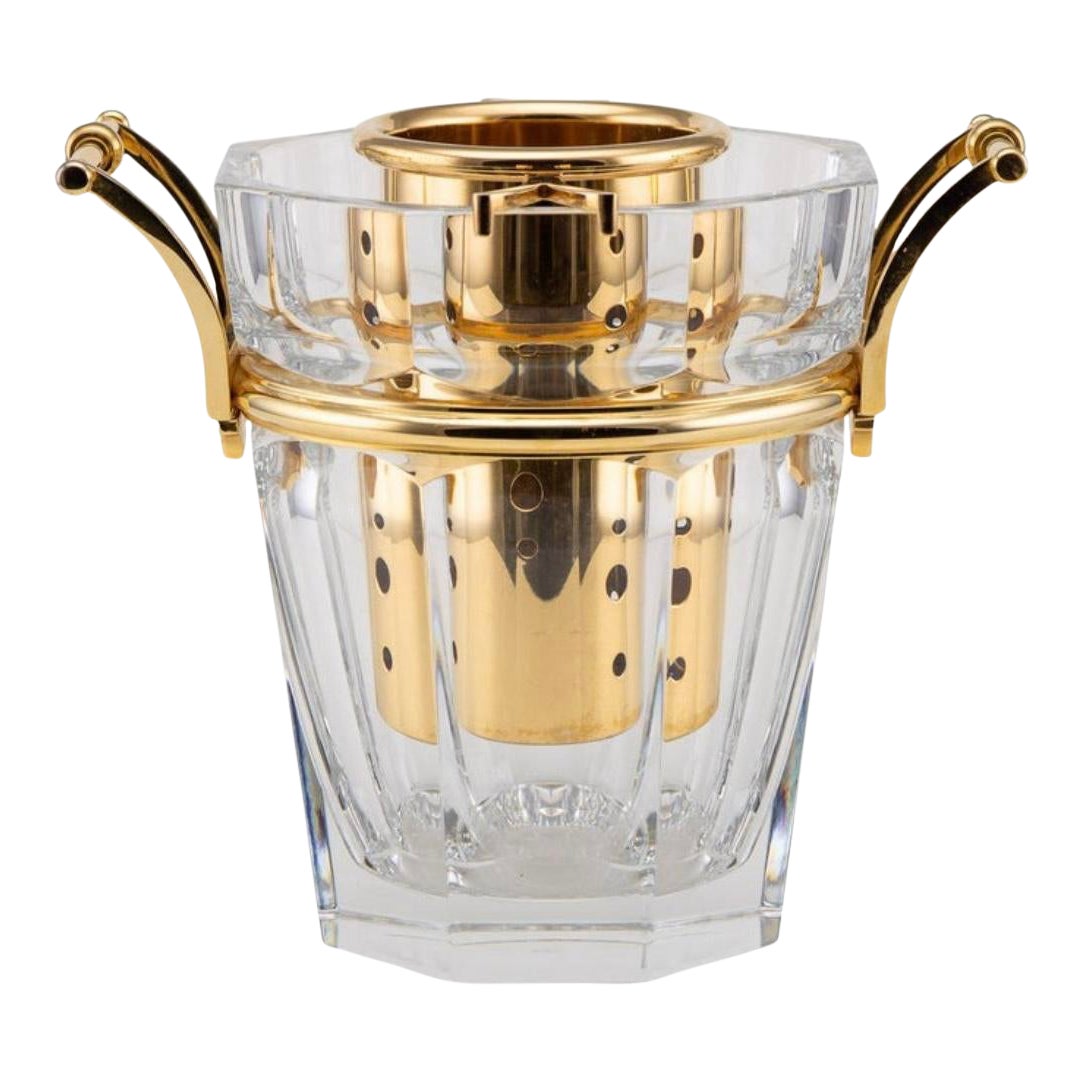 Vintage Baccarat Crystal Harcourt Gold Plated Wine Cooler Chairish