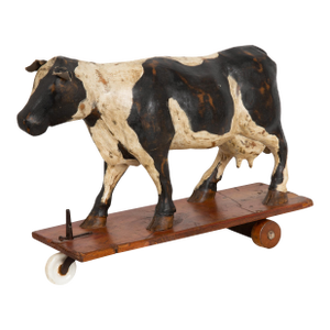 20th Century American Folk Art Whimsical Carved Painted Holstein Cow