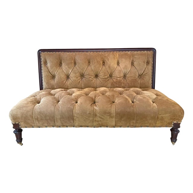 Ralph Lauren Simsbury Tufted Leather Settee For Sale