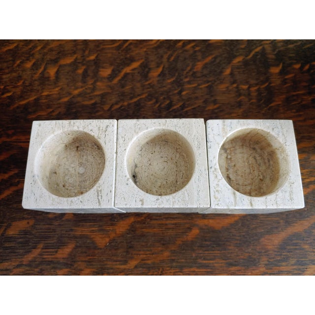 Contemporary Vintage Mexican Travertine Marble Candle Holders - Set of 3 For Sale - Image 3 of 6