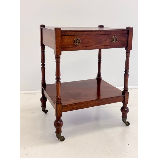 English Mahogany Two-Tier Georgian Style Side Table on Casters, Circa 1930s For Sale - Image 15 of 15