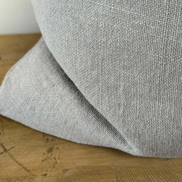 100% Linen Made in Belgium Fog Linen Pillow With Insert For Sale - Image 4 of 5
