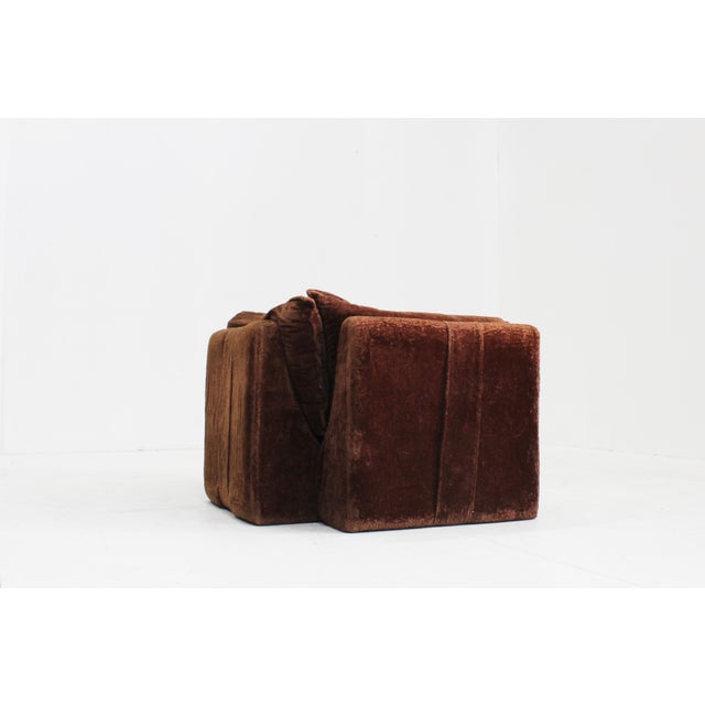 Textile Vintage Italian Brown Lounge Chair, 1970s For Sale - Image 7 of 13