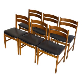 Teak Dining Chairs Set of 6 Danish Mid-Century Modern Vintage For Sale