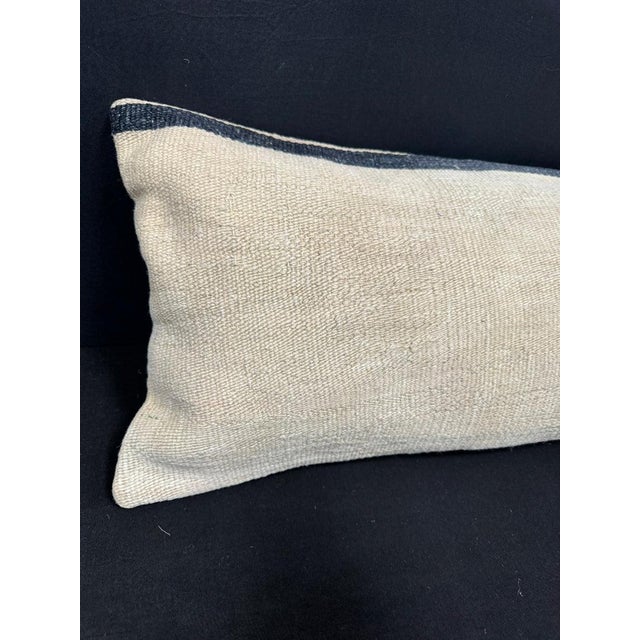 Turkish Hemp Pillow Cushion Natural Beige Black Cushion Cover 14x40 #30491 Enhance your home decor with our Kilim Pillow...