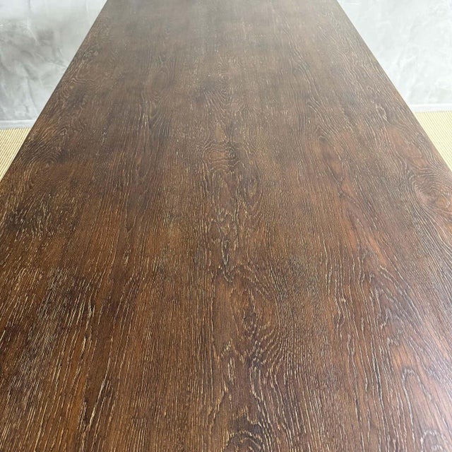 Brown Reclaimed Wood Oak Dining Table 84" For Sale - Image 8 of 14