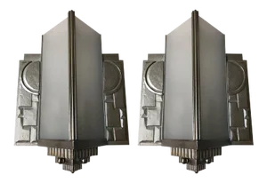 Geometric French Art Deco Wall Sconces - a Pair