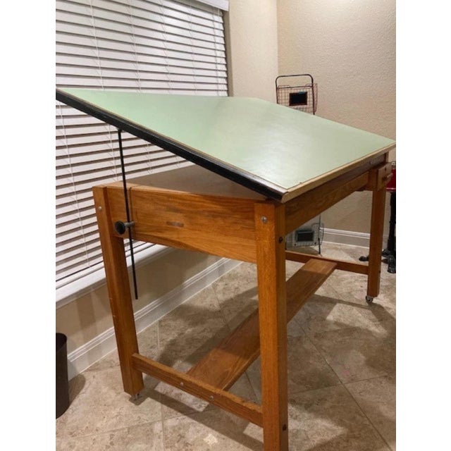 Rare Antique Hamilton Manufacturing Co. Drafting Desk With Matching File Cabinet For Sale - Image 9 of 12