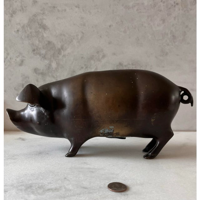 American Vintage Large Bronze Piggy Bank For Sale - Image 3 of 11