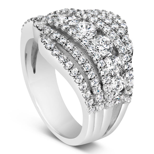 Haus of Brilliance .925 Sterling Silver 2.00 Cttw Lab Grown Diamond Cluster Band Ring - Size 7 For Sale - Image 4 of 6