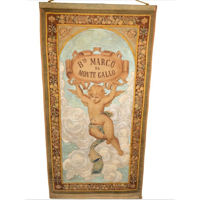 18th Century Italian Devotional Painted Tapestry For Sale - Image 3 of 18