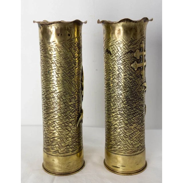 French World War I Brass Thistle and Cross of Lorraine Shells Casing, 1890s, Set of 2 For Sale - Image 4 of 5