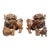 Late 20th Century Pair of Boxwood Carved “Ruyi Lion” Statues – Auspicious Chinese Wood Sculpture Set For Sale
