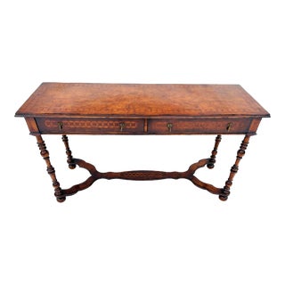 1950s Vintage Inlaid Sofa / Hallway Table Dovetail Drawers For Sale