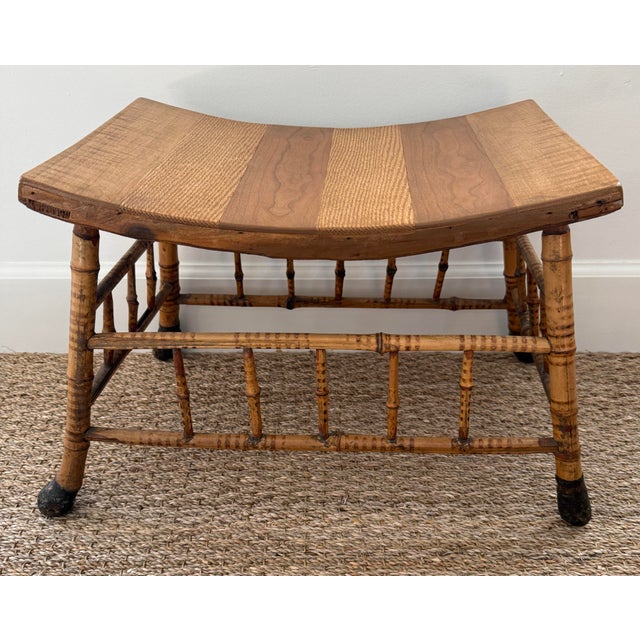 Antique English Root Bamboo Thebes Stool Egyptian Revival For Sale In Miami - Image 6 of 10