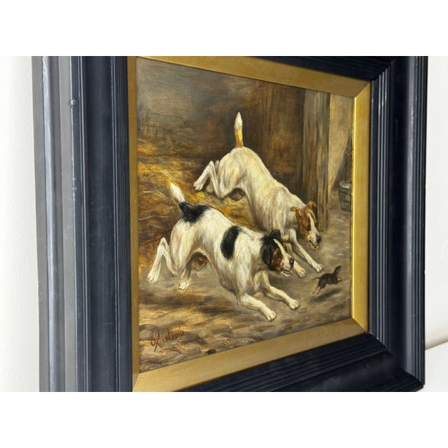 Late 19th Century British Victorian Hunting Oil Painting Jack Russell ...
