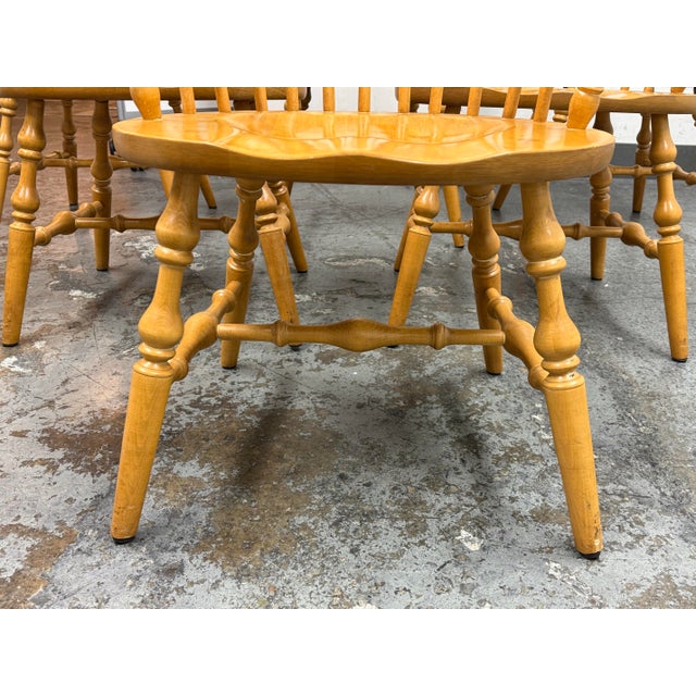 Tan Vintage Habersham Plantation Windsor White Oak Chairs, Set of Six For Sale - Image 8 of 12