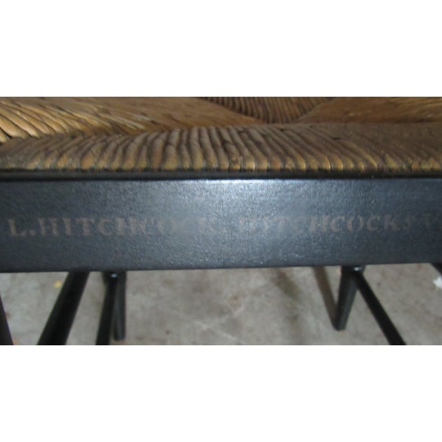 Wood 1980s Hitchcock Black Rush Eagle Farmhouse Chair For Sale - Image 7 of 7