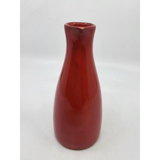 Red Vintage French Ceramic Bottle in Red by Robert Picault for Vallauris, 1950 For Sale - Image 8 of 14