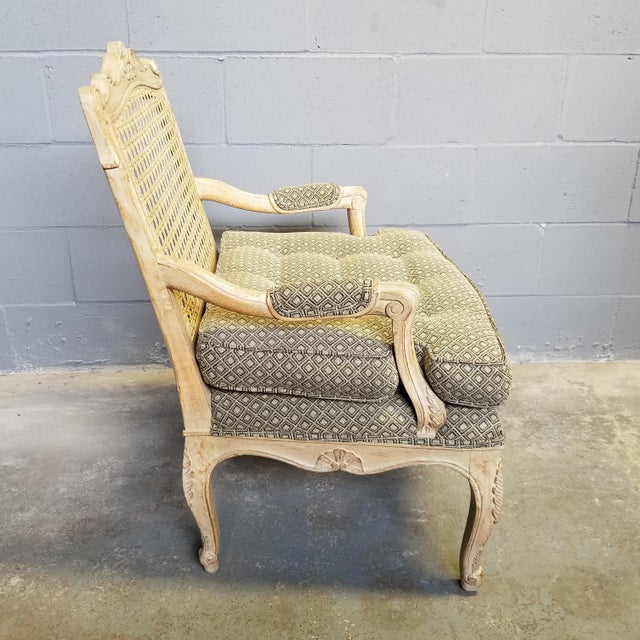 1960’s Interior Crafts Louis XVI Cane Back Carved Bergere Chair Chairish