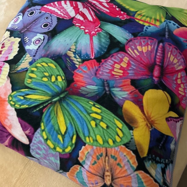 Butterfly Decorative Pillow 16” X 16” 1980-1990’s For Sale - Image 9 of 9