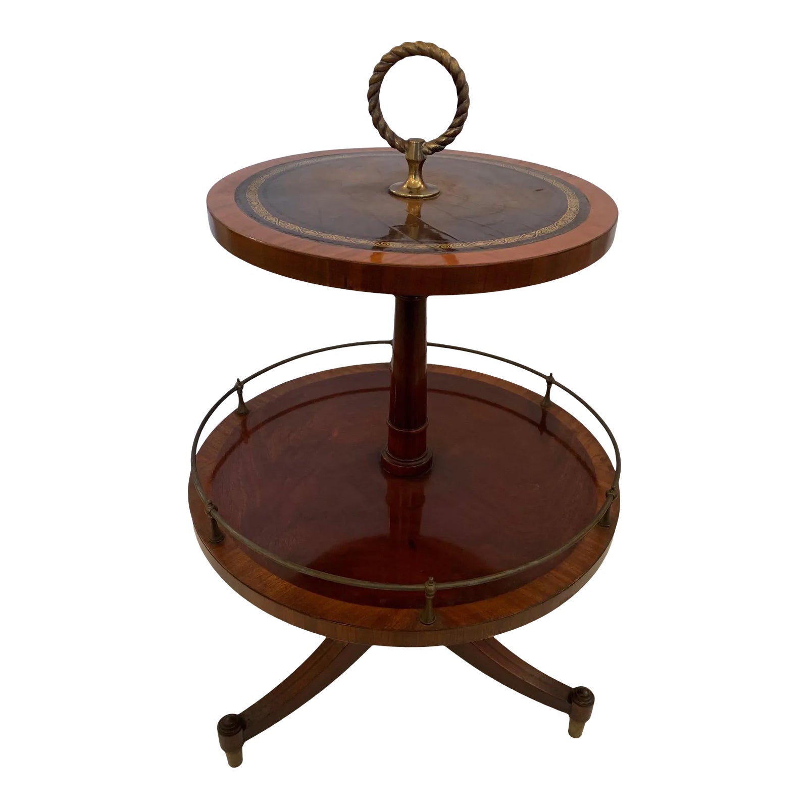 Antique 2 Tier Mahogany And Tooled Leather Side Table Chairish Antique 2 Tier Mahogany And Tooled Leather Side Table Chairish