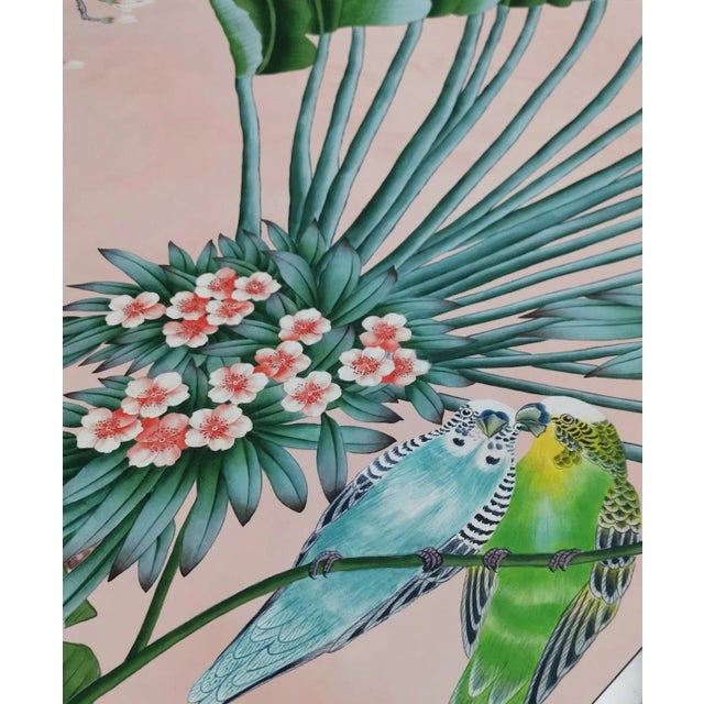 Chinoiserie Pink Wallpaper Mural, Amazonia Forest on Special Florence Pink- Set of 6 For Sale - Image 11 of 17