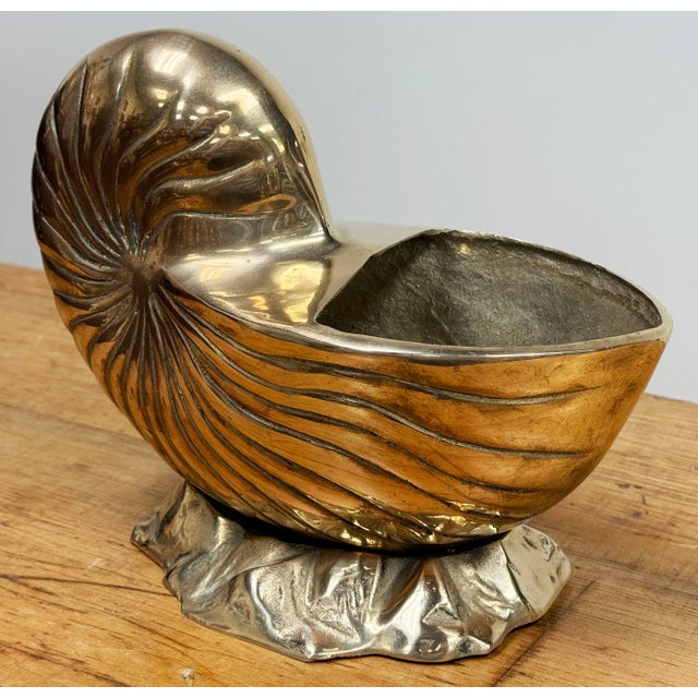 Vintage Brass Nautilus Shell Planter For Sale - Image 4 of 9