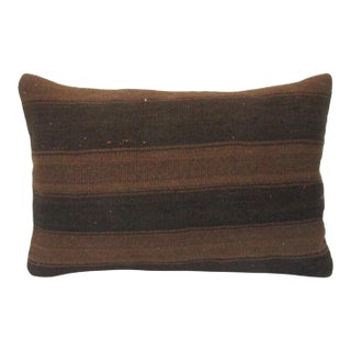Wool Kilim Striped Brown Pillow Cover For Sale