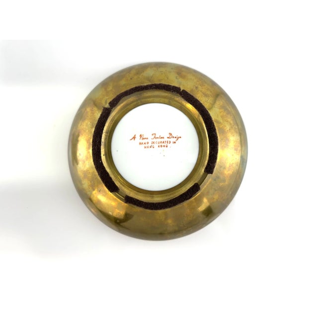 Vintage Hand-Decorated Porcelain Bowl With Cranes by Nora Fenton Hong Kong For Sale - Image 10 of 11