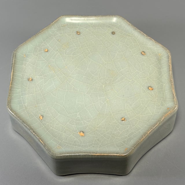 Antique Chinese Celadon Octagonal Brush Washer, Collectible Antique For Sale - Image 6 of 6