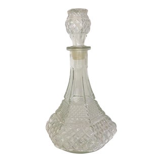 Vintage Cut Glass Decanter With Stopper For Sale