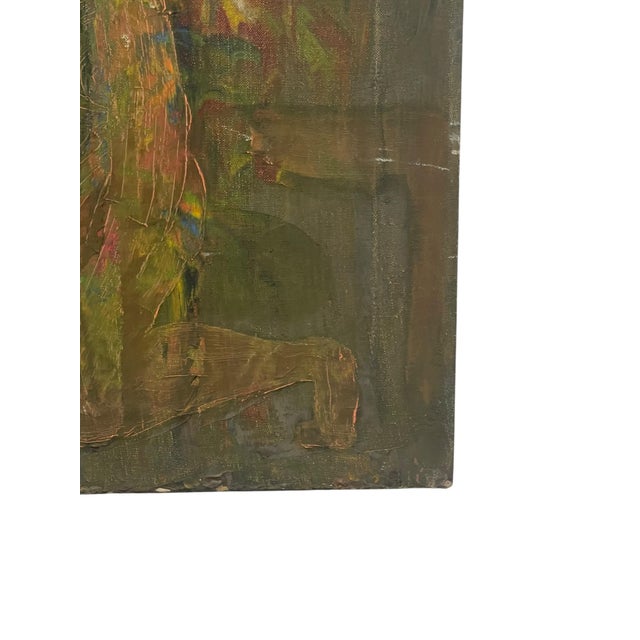 Vintage Abstract Expressionist Oil Painting on Canvas, Signed "Gierda," Textured Figurative Composition. For Sale In Seattle - Image 6 of 10