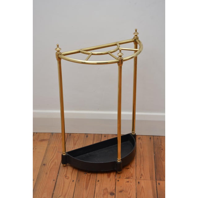 Demi Lune Brass Umbrella Stand, 1920 For Sale - Image 4 of 11
