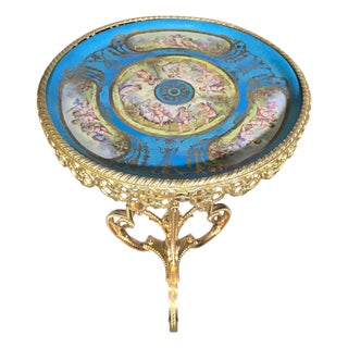 19th Century French Hand-Painted Porcelain Table with Gilt Bronze in the style of Sèvres, 1890s For Sale