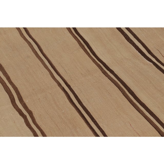 2020s Rug & Kilim’s Contemporary Rez Kilim Flatweave Rug With Brown Striped Design For Sale - Image 5 of 10