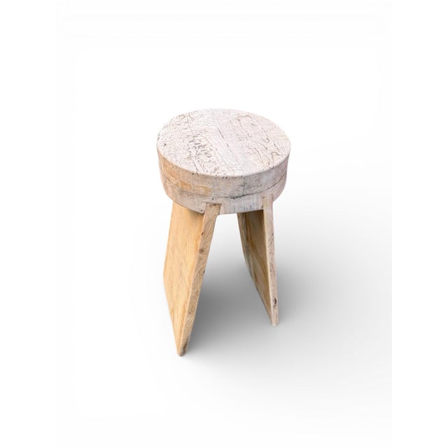 Not Yet Made - Made To Order 28" - Handcrafted Sculptural Solid Wood Natural "Halo" Stool For Sale - Image 5 of 12