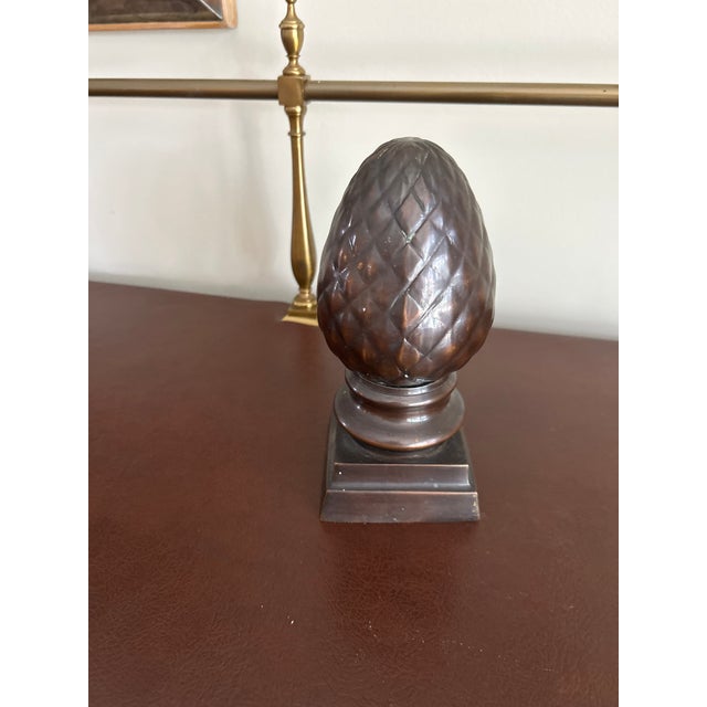 English Bronze-Finish Cast Metal Pineapple Finial Garniture Statue For Sale - Image 3 of 8