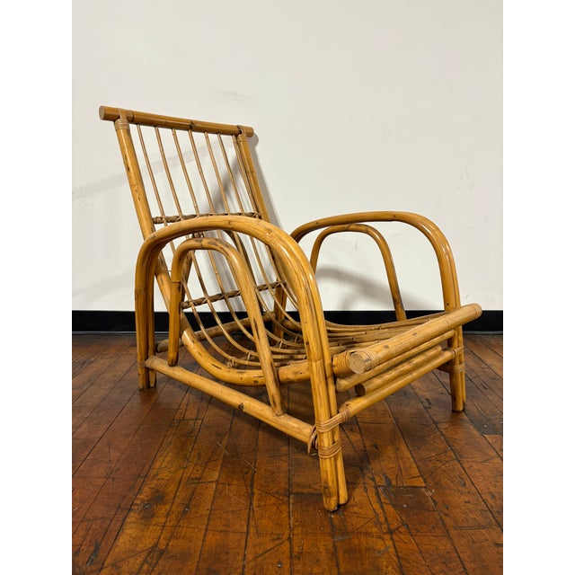 Mid-Century Modern European Franco Albini Style Low Profile Rattan Curved Lounge Chair For Sale - Image 12 of 12