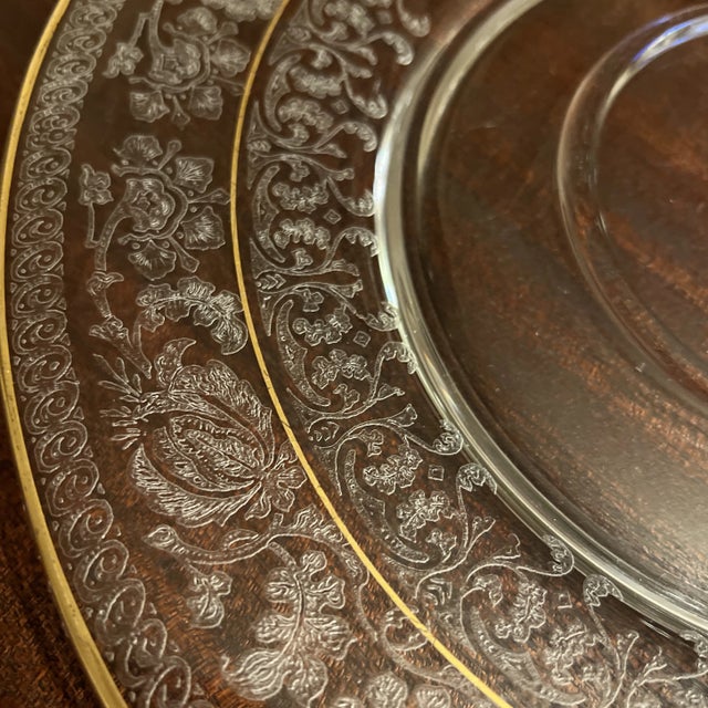 Glass 1930s Glass Depression Platter, Chip & Dip, Etched Border For Sale - Image 7 of 12