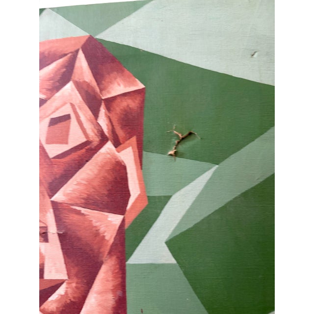 Paint 1970s Cubist Abstract Geometric MCM Outsider Artist Signed and Dated For Sale - Image 7 of 7