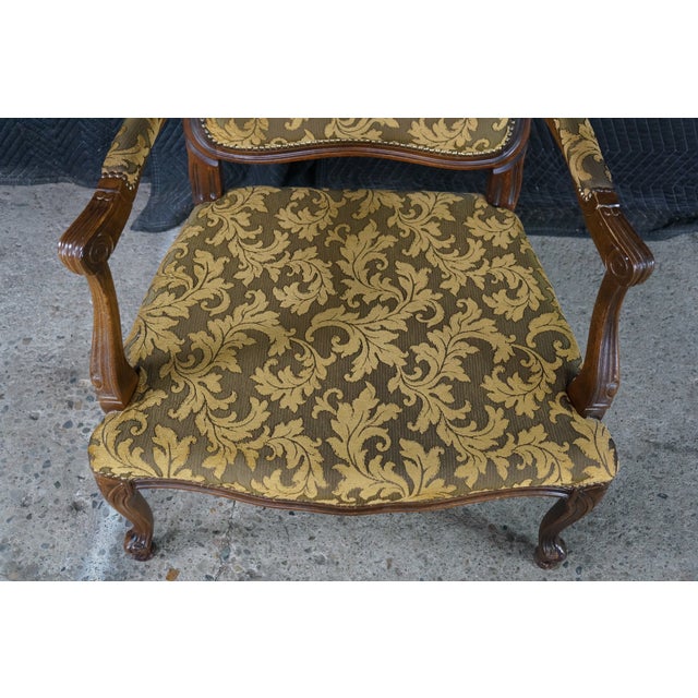 Vintage Italian French Provincial Bergere Armchair Fauteuil Library Lounge Chair For Sale - Image 10 of 18