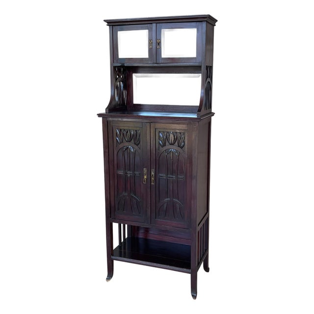 Late 19th Century French Art Nouveau Walnut Cabinet For Sale