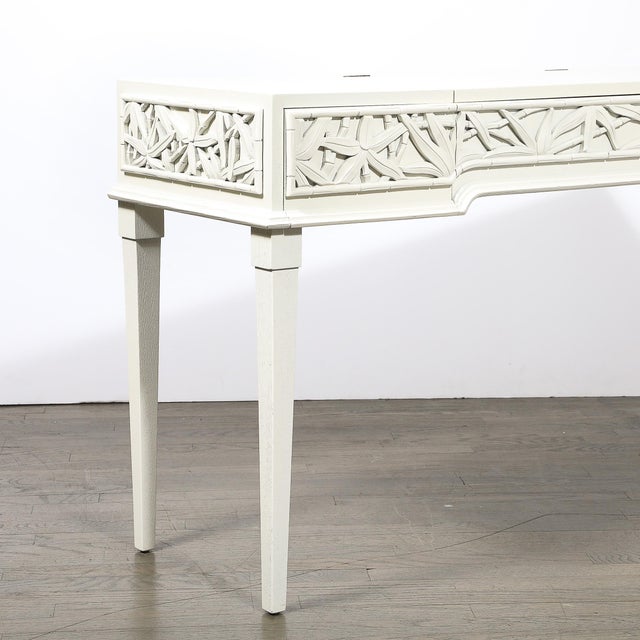 Mid-Century Vanity/Writing Desk W/ Carved Bamboo Motif Signed James Mont For Sale - Image 15 of 18