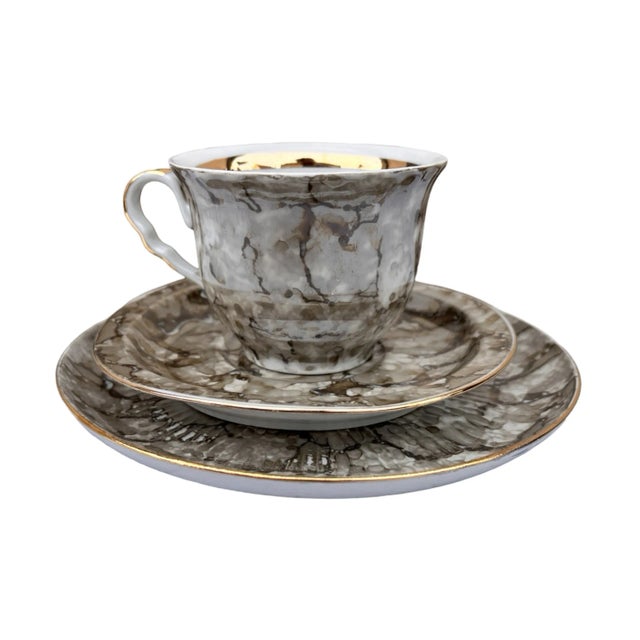 Mid-Century Modern Marbled Breakfast Set, Wałbrzych, Poland, 1970s. For Sale - Image 3 of 7