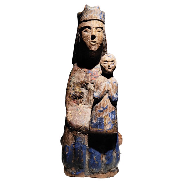 12th Century Seated Virgin with Child Sedes Sapientiae, Spain For Sale